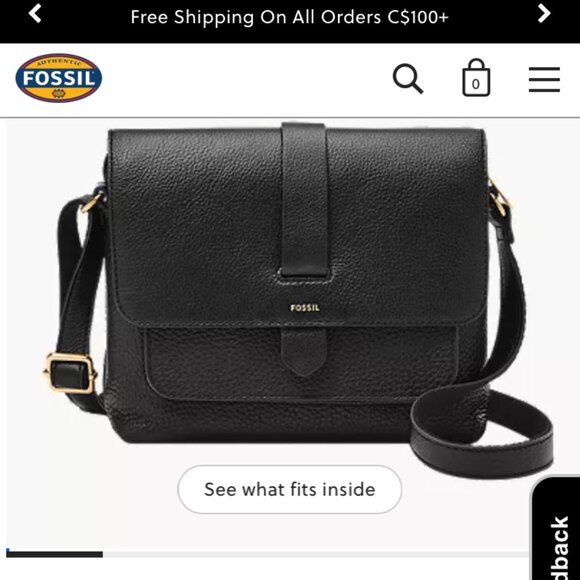 FOSSIL KINLEY BLACK LEATHER SMALL CROSSBODY BAG - Picture 1 of 9